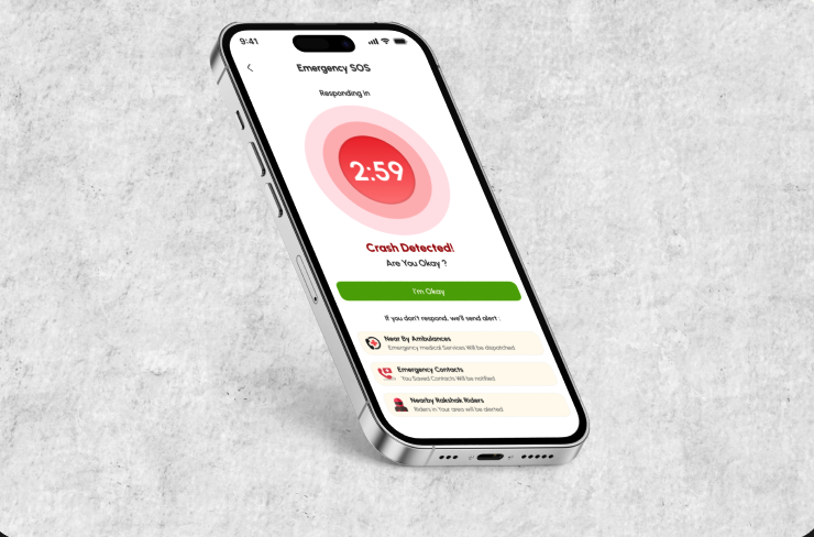 Tez Rakshak app detecting a crash